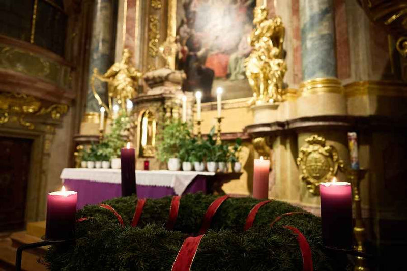 Close-up of a advent wreath at the concert in Capuchin Church Vienna