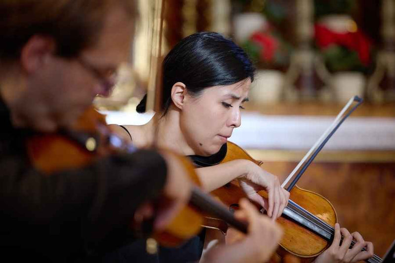 Female violinist performing at A Little Night Music in Capuchin Church Vienna